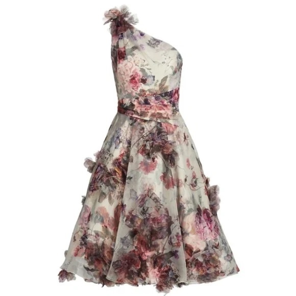 Marchesa Notte Floral in Ivory One Shoulder 3D One Shoulder Kentucky Derby!!!🐎 - Picture 1 of 7
